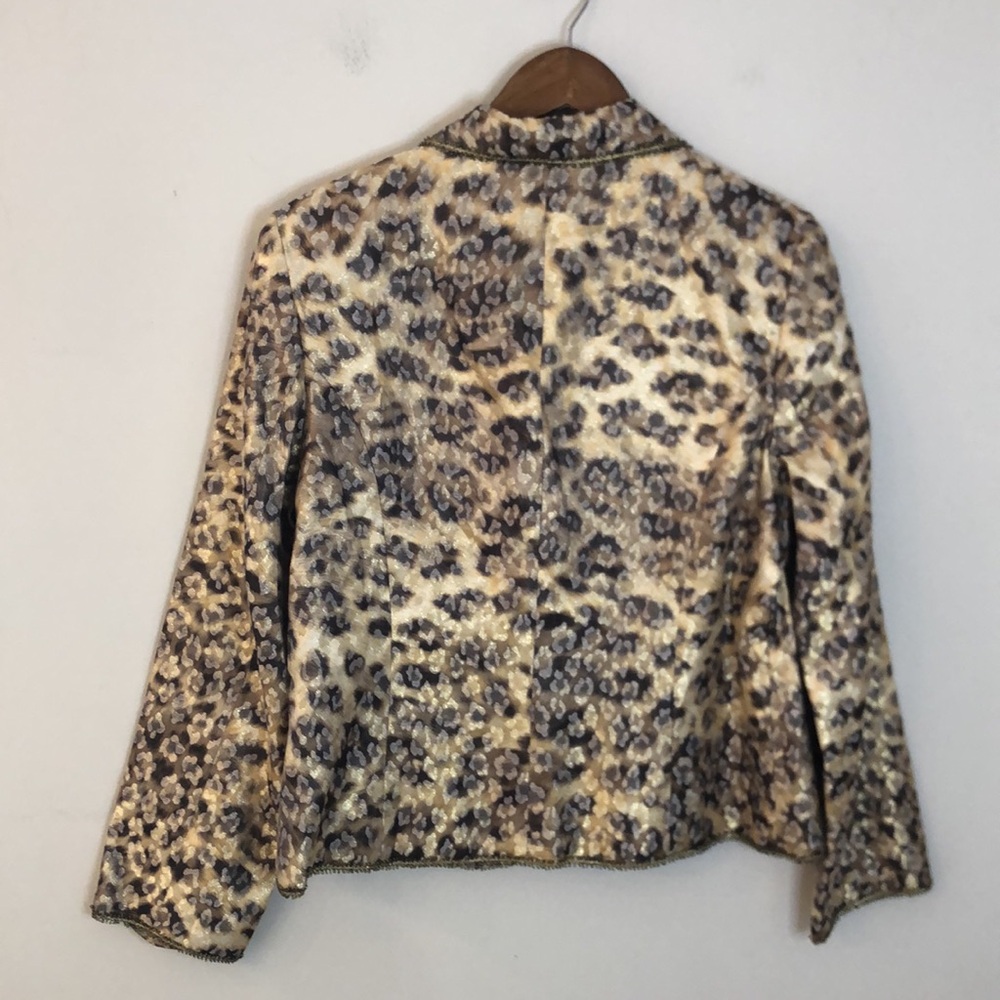 Bergamo Studio Vintage Blazer Gold & Brown ornate floral leopard print SZ 14 - Picture 4 of 12